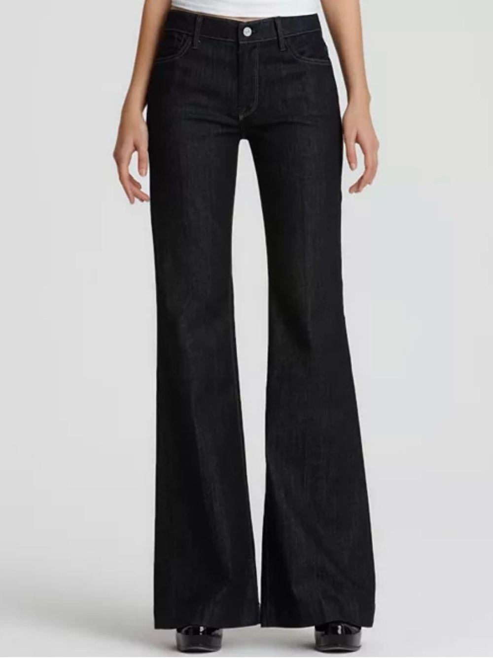 7 For All Mankind Black High-Rise Wide Leg Jeans